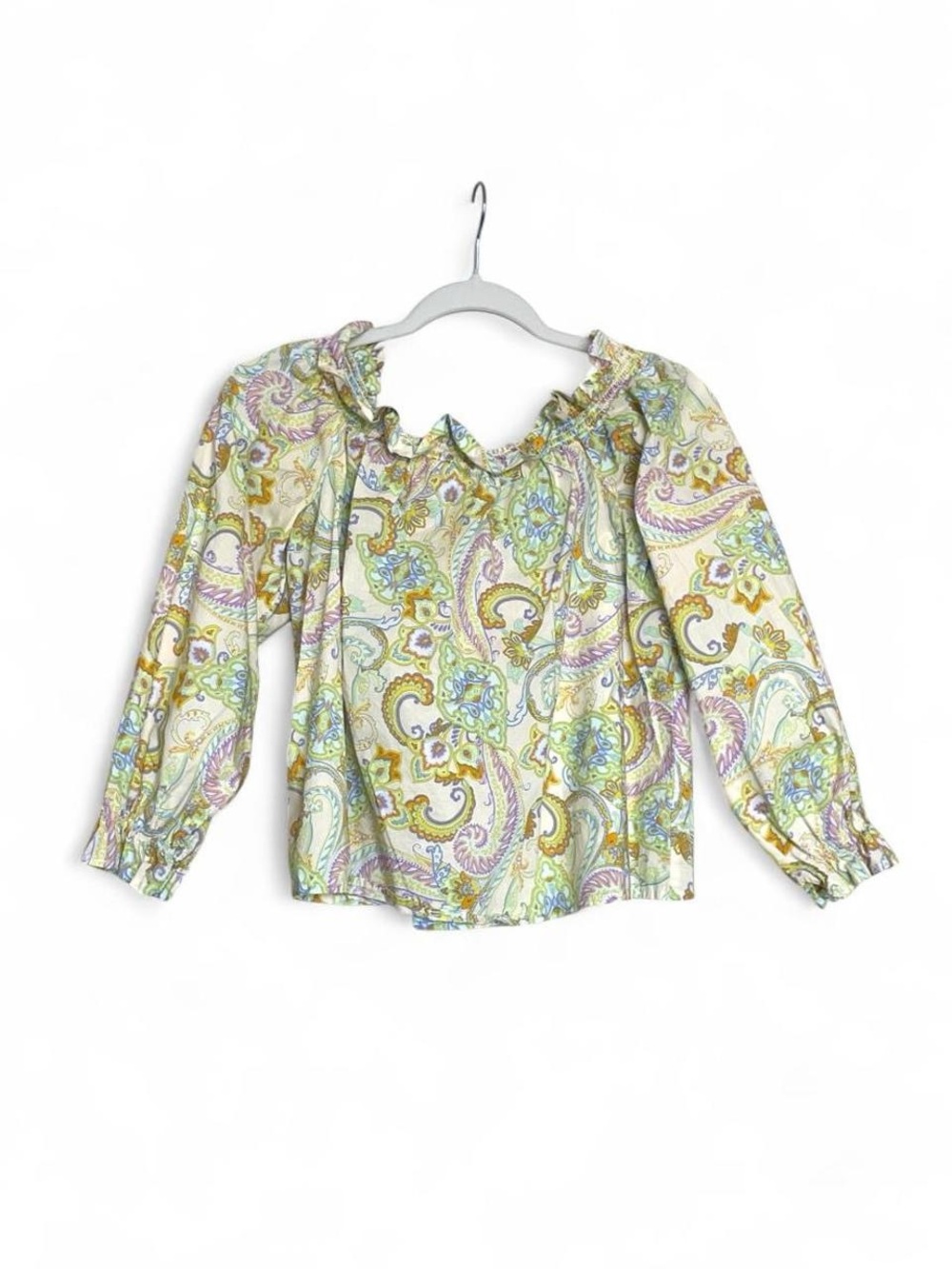 Paisley Ruffled Off-Shoulder Top